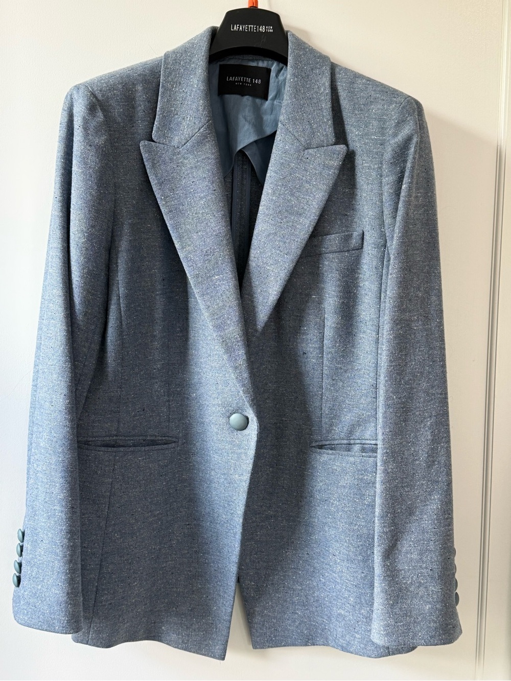 Lafayette 148 New York Blue Single-Button Blazer